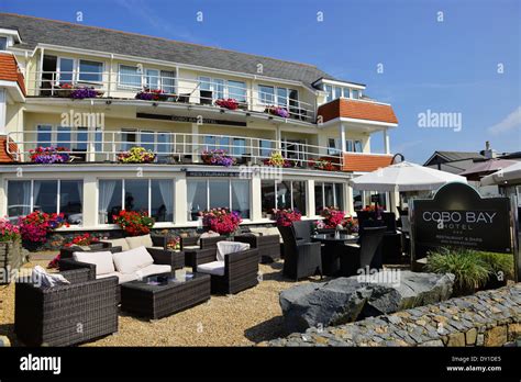 Cobo Bay Hotel Guernsey Channel Islands Stock Photo Alamy