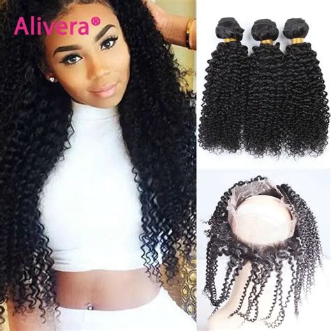 360 Lace Frontal With Bundle Malaysian Curly Hair With Closure Kinky