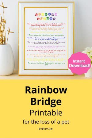 Just this side of the rainbow bridge there is a land of meadows, hills and valleys with lush green grass. Rainbow Bridge Poem Digital Download Printable Digital Art Pet Loss - suefoster.info