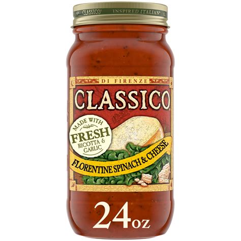Classico Florentine Spinach And Cheese Pasta Sauce 24 Oz Jar
