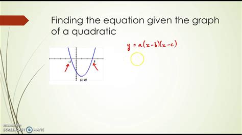 How To Find Quadratic Equation From Graph
