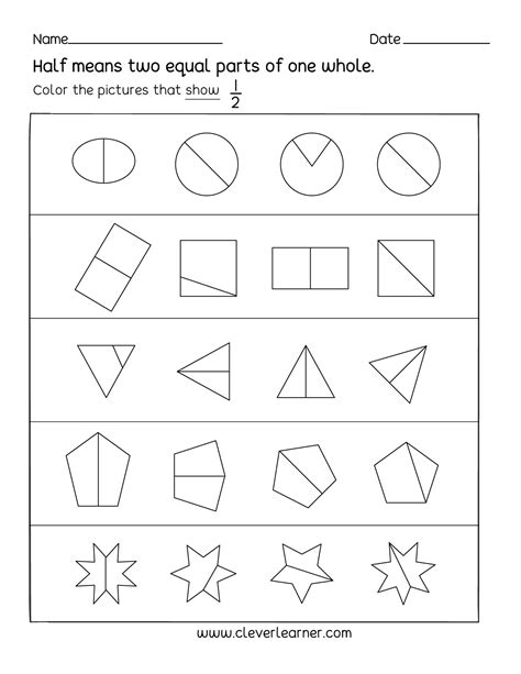 Equal Parts Worksheet Kindergarten