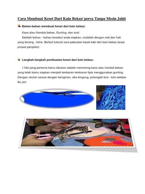 Di dalam suhu kulkas, bisa bertahan sampai empat hari. Cara Membuat Keset Dari Kain Bekas Tanpa Mesin Jahit ...