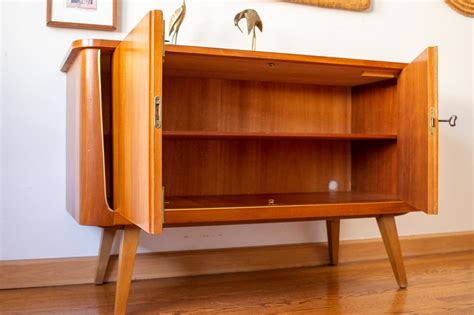 Mid century record console stand double decker modern media console. Vintage Mid-Century Modern Credenza Media Console - Iconic ...