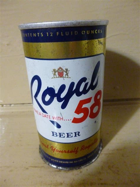 1960`s Royal 58 Zip Tab Wide Seam Steel Beer Can Empty Cans Read