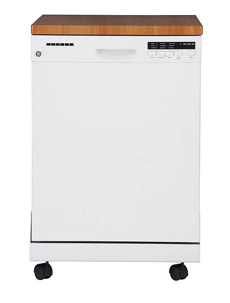 Ge 24 Inch Portable Dishwasher With Stainless Steel Tub In White The