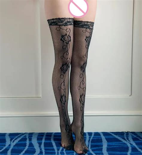 Hot Sale Sexy Women Summer Jacquard Black Stockings Lace Nylon Top Thigh High Knee High Mesh