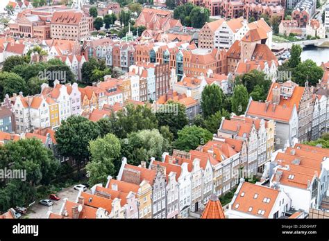 View Of The Historic Tenement Houses In The Old Town Of Gdańsk Stock