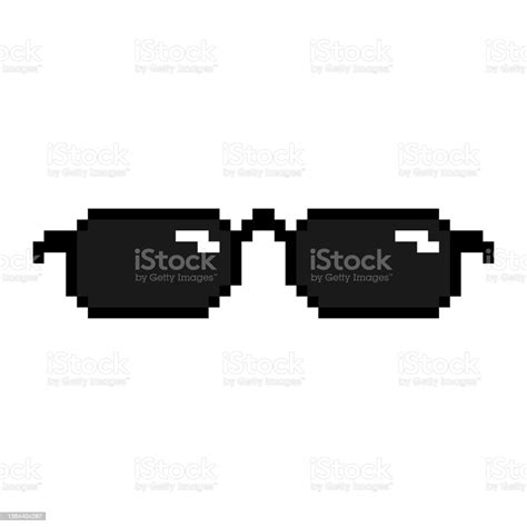 Pixel Sunglasses Front View Vector Drawing Isolated Object On White Background Isolate Stock