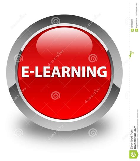 E Learning Glossy Red Round Button Stock Illustration Illustration Of
