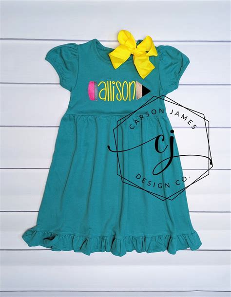 Monogram Back To School Dress Pencil Dress For Baby Toddler Etsy