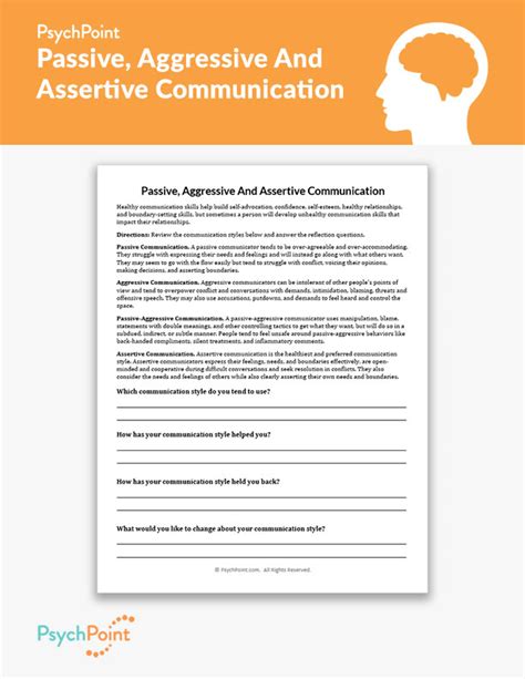Passive Aggressive And Assertive Communication Worksheet Psychpoint