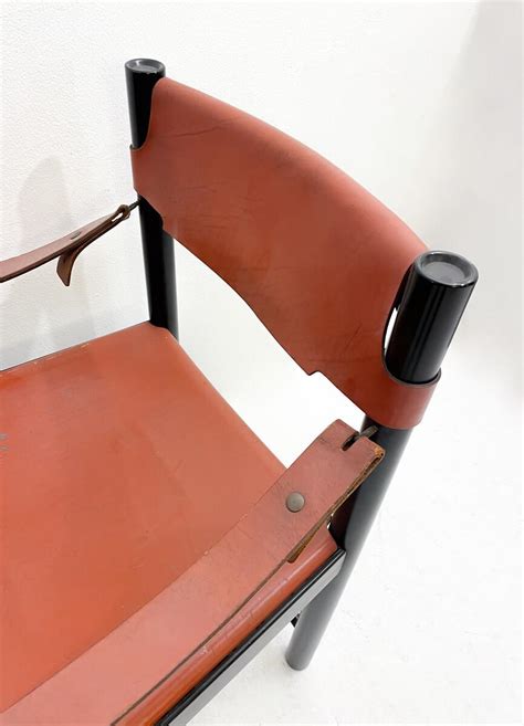 Mid Century Modern Pair Of Armchairs By Ibisco Sedie Leather And Wood Italy For Sale At 1stdibs