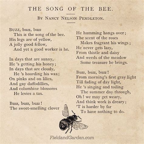 Field And Garden Antique Victorian Poem For Gardeners And Nature Lovers The Song Of The Bee By