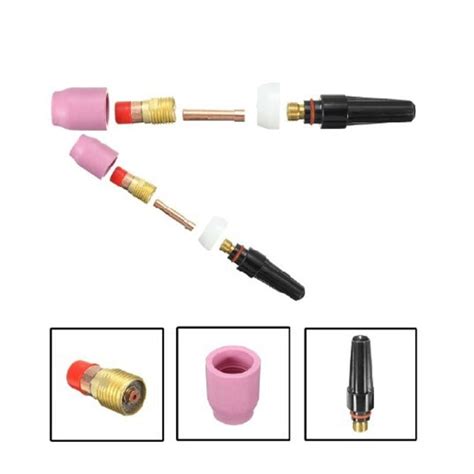 Tig Welding Torch Stubby Gas Lens Kit Collets Nozzles Back Cap For Wp