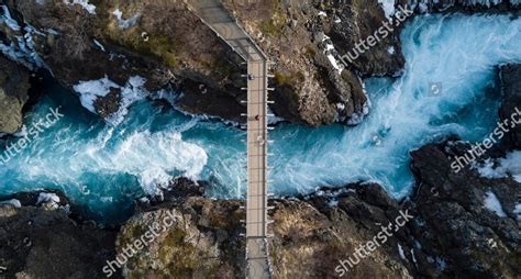 Aerial View Bridge Raging River Hvita Editorial Stock Photo Stock
