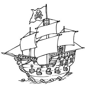.of the caribbean characters, including coloring pages with pirates of the caribbean: Black Pearl Pirate Ship Coloring Page