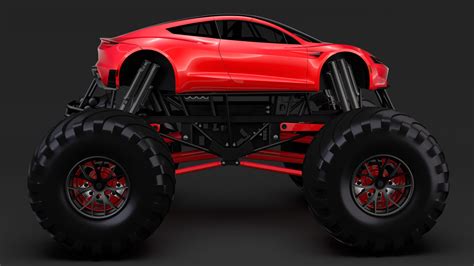 Monster Truck Tesla Roadster 3d Model Cgtrader