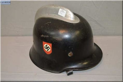German Ww2 Fire Fighter Helmet With Swastika Markings