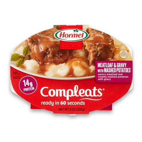 hormel compleats meatloaf and gravy with mashed potatoes 9 ounce