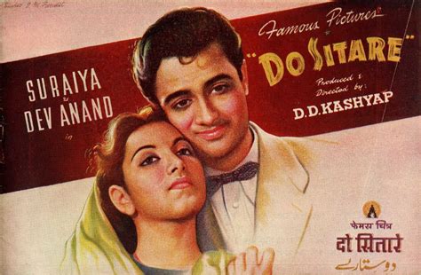 Suraiya And Dev Anand In Do Sitare 1951 Vintage Bollywood Movie Poster