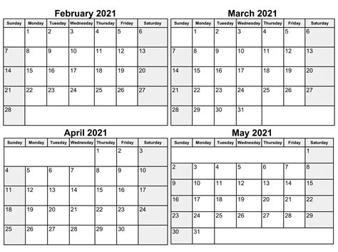 It will take you to the printing page, where you can take the printout by clicking on the browser print button. February To April 2021 Calendar Free Printable PDF - Web ...
