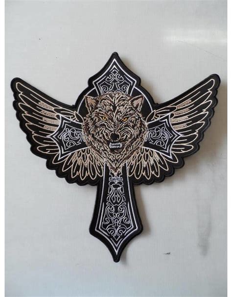 Cross And Wolf Patch 25 Cm High Badgeboy