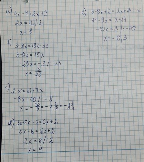 Rozwiąż równania. a) 4x - 7 = 2x +9 b) 3 - 8x = 18x - 3xc) 2 - x = 12