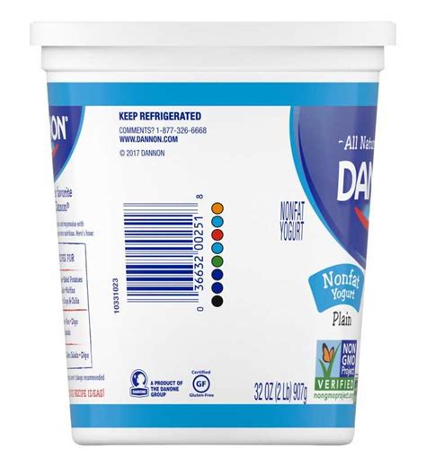 Dannon Nonfat Non Gmo Project Verified Plain Yogurt 32 Oz