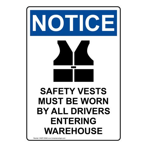 osha safety vests must be worn by sign with symbol one 35990