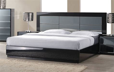 Venice Modern High Gloss Black Wood King Bed Bedroom Furniture Design