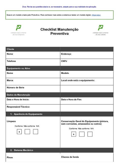 Check List Manutenção Preventiva Principais Modelos Passo A Passo