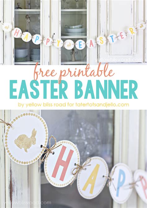 Free Printable Happy Easter Banner With Glitter Details