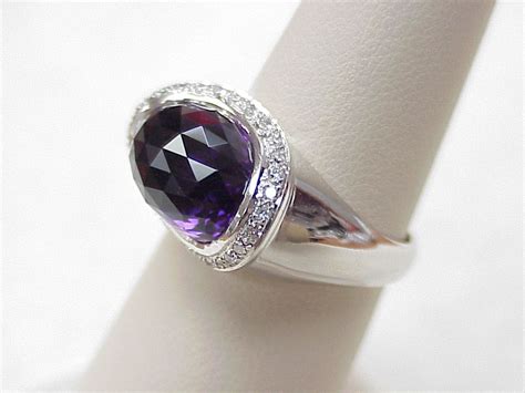 Unique Amethyst And Diamond 18k White Gold Ring From Arnoldjewelers On