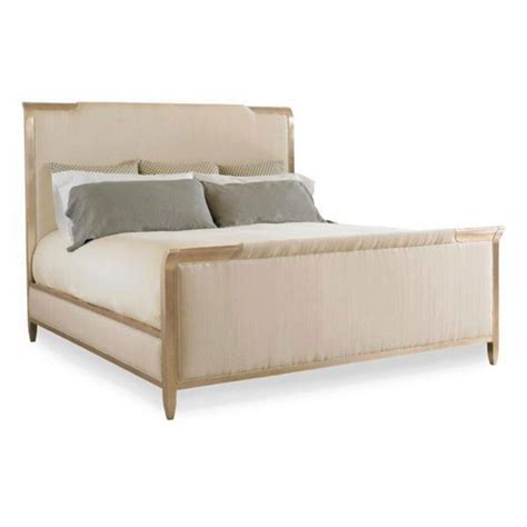 Cinnamon Finish Tufted Linen Upholstery Queen Sleigh Bed Cotswold 545