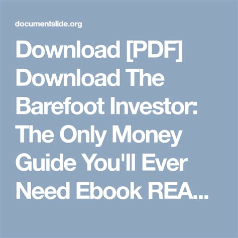 It tracks your spending so you can compare spending over different periods and isolate areas or habits that. Download PDF Download The Barefoot Investor: The Only Money Guide You'll Ever Need Ebook READ ...