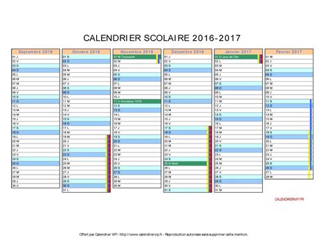 Calendrier 2017 Vacances Scolaires Pdf Young Planneur
