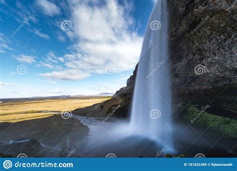 One Of The Most Famous Waterfalls In Iceland Called Seljalandsfoss Is