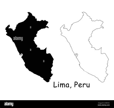 Lima Peru Detailed Country Map With Location Pin On Capital City