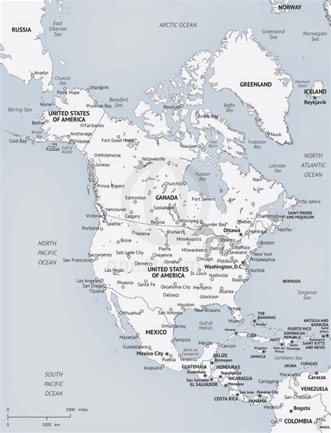 Vector Map Of North America Continent One Stop Map