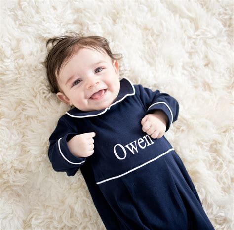 Baby Boy Coming Home Outfit Navy With White Trim Footed Etsy