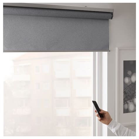 Fyrtur Blackout Roller Blind Wireless Battery Operated Gray 34x76 ¾
