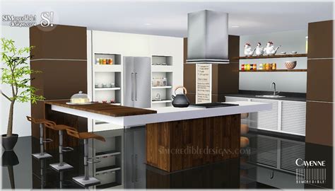 Kitchen, liney sims, room, sims 4. My Sims 3 Blog: Cayenne Kitchen Set by Simcredible Designs