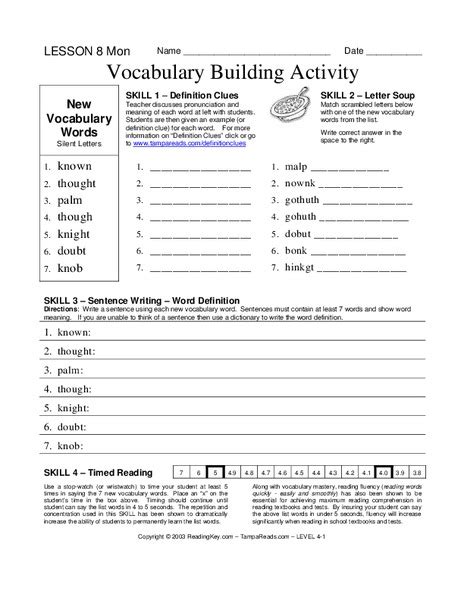 Vocabulary Building Activity Worksheet For 5th 6th Grade Lesson Planet