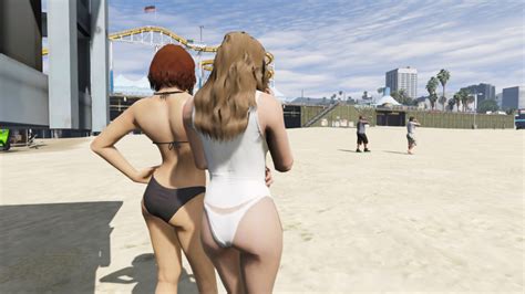 Rule 34 2girls Ass Beach Bikini Black Panties Brown Hair Grand Theft