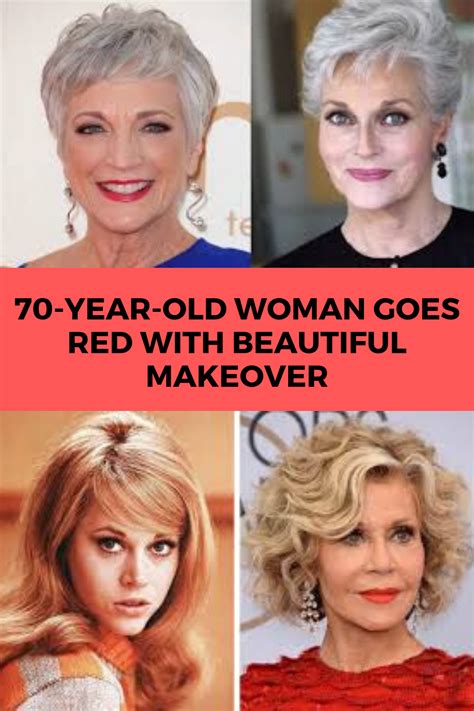 70 year old woman with thin hair goes red and says i am fabulous 70 year old women