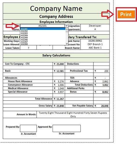 Ready To Use Employee Salary Sheet Excel Template India Msofficegeek