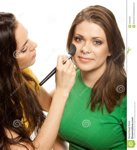 Woman Applying Blusher Stock Image Image Of Apply Beautify 44429499