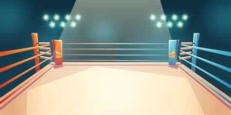 Free Vector Box Ring Arena For Sports Fighting Cartoon Illustration