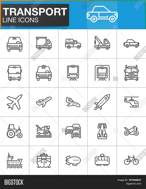 Transport Line Icons Vector And Photo Free Trial Bigstock